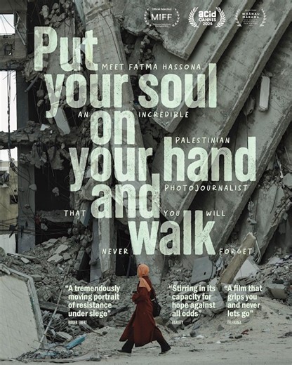 “A tremendously moving portrait of resistance under siege" - Roger Ebert. One of the major breakout films at this year’s Cannes Film Festival, Sepideh Farsi’s acclaimed documentary tells the story of Hassona, a Palestinian photojournalist and poet who devoted her life to documenting daily life in Gaza under Israeli invasion. | Palace Cinemas