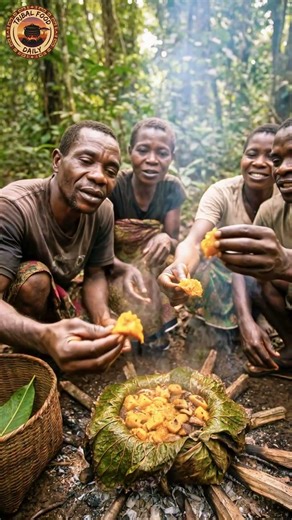 Baka Pygmy Devours Giant Banana Leaf Feast #tribalfood #africantribe #shorts