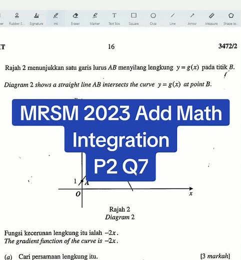 Add Math Integration | Solve MRSM 2023 P2 Q7 | Get Step-by-Step Solutions