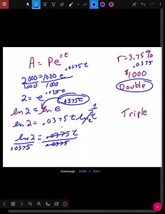 SOLVED:Find the time required for a 1000 investment to a. double at interest rate r, compounded continuously, and b. triple at interest rate r, compounded continuously. Round your results to two decimal places. r=3.75 %