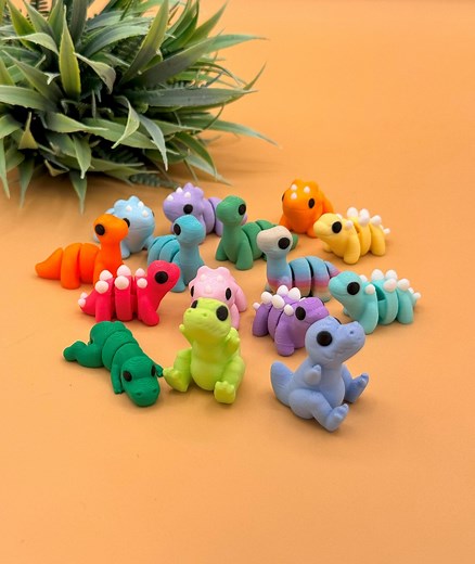 3D Printed Baby Dinosaur Fidget Toy Bundle, 3D Print Mini Cute Dino Gift Idea, Triceratops, T-rex, Stegosaurus, Brachiosaurus, Pterodactyl - Etsy