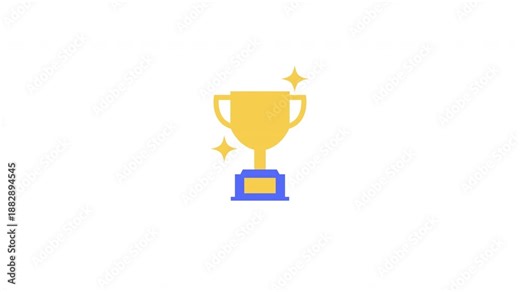 Golden Trophy Icon Animation Loop Video.