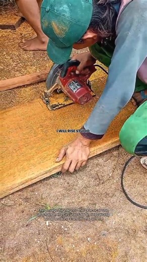 On-Site Wood Cutting Using a Handheld Circular Saw | Efficient Manual Woodworking Process