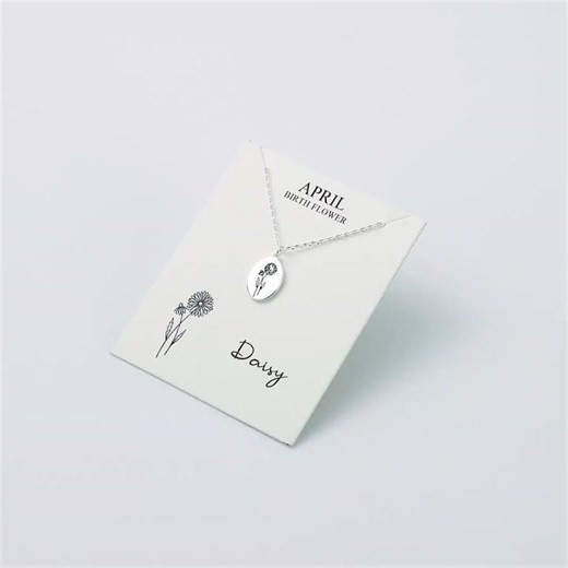 April Birth Flower Daisy Necklace with Card
