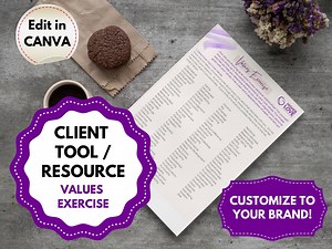 VALUES EXERCISE | Coaching Client Tool | Client Resource | Customizable Template | Editable Coaching Template | Canva Template - Etsy Canada
