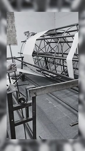 Every masterpiece starts here — rows of warp threads aligned, steady...