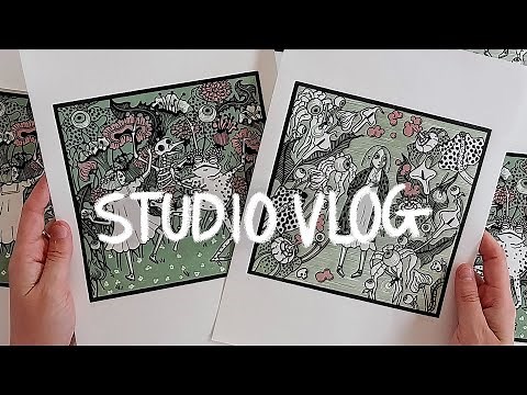 linocut artist studio vlog | full reduction print process