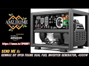 Review GENMAX DIY Open Frame Dual Fuel Inverter Generator, 4000W ultra-quiet 145cc engine, amazon
