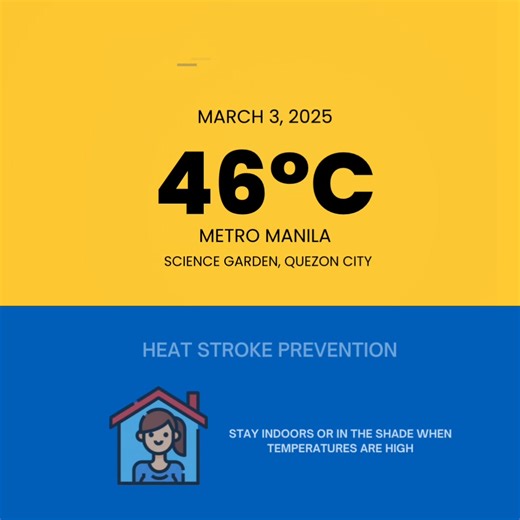 Scorching heat ahead! 🌡️☀️ DOST-PAGASA forecasts a 46°C heat index in Metro Manila. Stay hydrated, and don’t forget to drink Pocari Sweat to keep your body replenished! 💙💧 #PocariSweatPH | Pocari Sweat (Philippines)