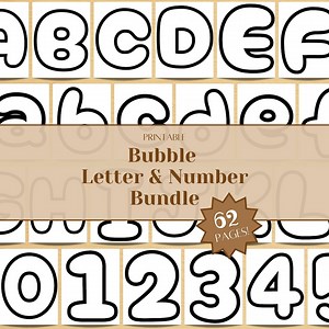 Complete Bubble Letter and Number Bundle | Alphabet | Crafting | Drawing | Homeschool | School Activities | A-Z | A-z | 0-9 | Printable - Etsy Australia