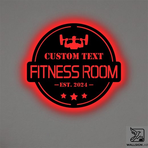Custom Fitness Room Metal Wall Art – RGB LED Gym Decor, Workout Sign - Etsy