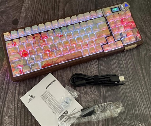 Custom Mechanical Keyboard Solakaka A99 Pro Floral Keycaps RGB Tri-mode Leobug Vector Blue Switches - Etsy