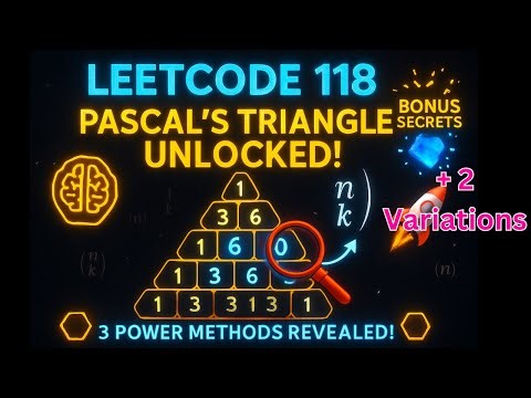 118. Pascal's Triangle + 2 Interview Variations - LeetCode [ Easy ?] POTD - 1 August 2025