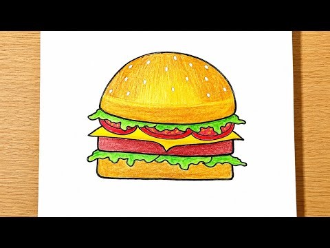 How to draw and color a burger burger🍔 | easy step by step for beginners✨ #drawing