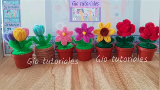 Mini Macetas con flores de limpiapipas #diy #tutorial #manualidades | Gio Tutoriales