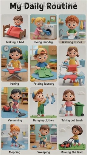 House Chores Vocabulary for Kids | Learn Household Chores and Daily Activities 🧹