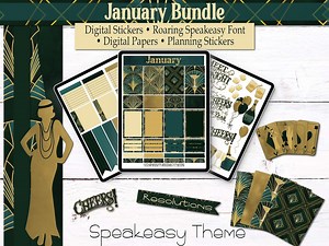 Digital Planner Kit for January – Speakeasy Theme - Etsy