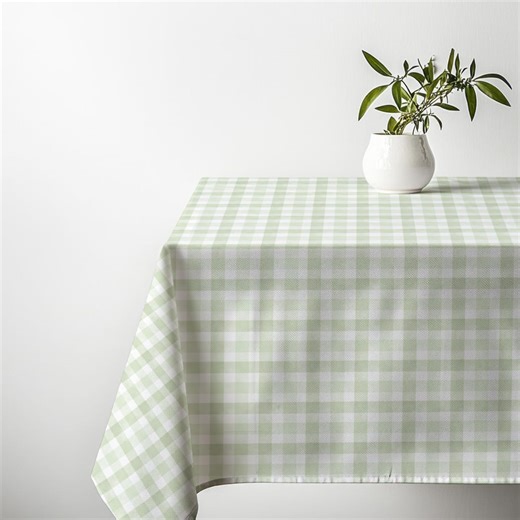 Green Gingham Tablecloth Picnic Baby Shower Linen Easter 1st Birthday Party Table Spring Farmhouse Table Cloth Custom Name Kitchen Decor - Etsy