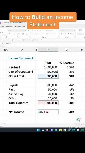 Excel Build an Income Statement