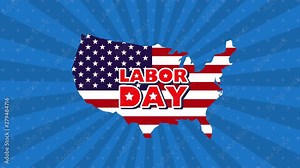 united states of america map with flag animation