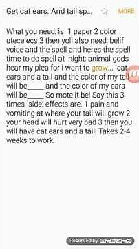 Grow cat ears and tail spell!
