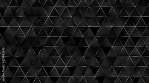 4k Abstract luxury black grey gradient backgrounds with golden lines. Geometric triangle graphic motion animation. Seamless looped dark backdrop. Simple elegant universal minimal BG