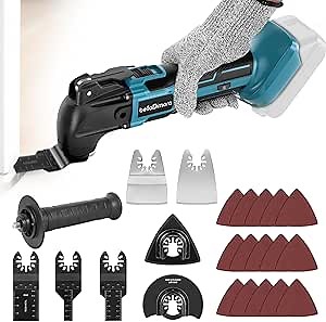 Cordless Oscillating Multi Tool Compatible with Makita 18V Battery(Battery Not Included), Cordless Oscillating Tool Brushless Motor, 6 Variable Speeds, 23-Piece Kit for Cutting, Sanding, Scraping