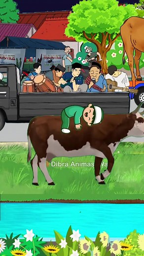 Animasi Lucu Naik Sapi - Kartun Anak-Anak Lucu