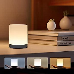 Touch Night Light for Baby Nursery, 3 Color Dimmable Night Light Battery Operated for Kids, Adult, Tap Nightlight Rechargeable, Cordless Small Lamp Portable for Bedroom, Bathroom, Nightstand, Hallway