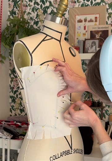 Part 3 of making this @Wuthering Heights Movie costume is about transferring the design from mannequin to fabric. I LOVE this part of the process. #wutheringheights #patternmaking #sewingtiktok