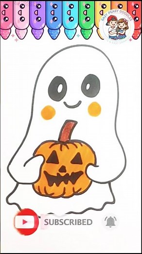 How to Draw a Cute Halloween Ghost 👻🎃✨#art #drawing