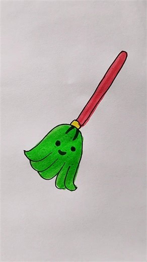 Broom 🧹 Easy Drawing For Kids #broomstick #kidstvforfun #drawing #funny #shorts #coloring #trending