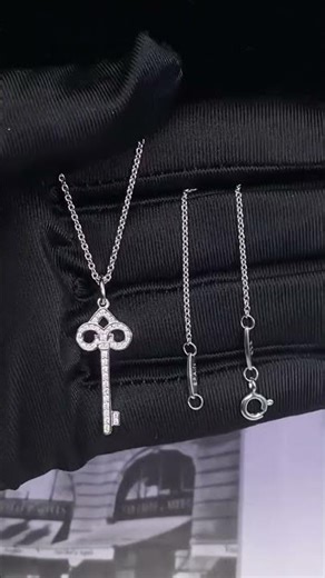 Jewelry factory customized Tiffany small iris full diamond key necklace #jewelry