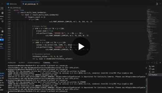 #python #ai #computervision #machinelearning #opencv #mediapipe #projects #learning #tech | Muskan Nisar