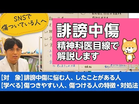 SNSで傷ついている人へ。ネットの誹謗中傷、傷つきやすい人、傷つける人の特徴を解説【精神科医が一般の方向けに病気や治療を解説するCh】