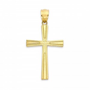 Solid Gold Cross Pendant: 10k/14k Dainty Religious Necklace, Baptism Gift - Etsy