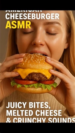 American Cheeseburger ASMR 🍔 | Juicy Bites, Melted Cheese & Crunchy Sounds #foodasmr #asmr #recipe