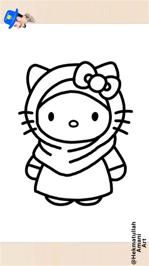 How to Draw Hello Kitty Wearing a Hijab! 🎀✨ #DrawingTutorial