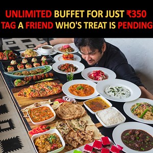 876K views · 10K reactions | This place in Mumbai is serving an Unlimited Multicuisine (Indian, Chinese & Continental) Buffet with 25 types of dishes for just ₹350 !!!. From Unlimited Soups, Salads, Starters, Chaats, Pizza, Pasta to Main Course & Dessert it covers everything in just ₹350. Follow us at Mytastetest for more. | Mytastetest | Facebook