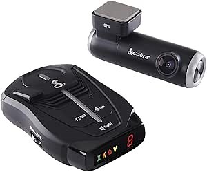 Cobra SC 100 Smart Dash Cam and RAD 380 Laser Radar Detector Bundle – Full HD 1080P Video Recording, Front or Rear View, Long-Range Detection, LaserEye Front and Rear Detection, Black