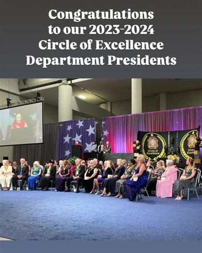 Congratulations to our 2023-2024 Department Presidents who have just been inducted into the Circle of Excellence! ✨ “Once you are a member of the Circle of Excellence, you remain a member forever!” - 2023-2024 National President Carla Martinez | VFW Auxiliary-National Organization