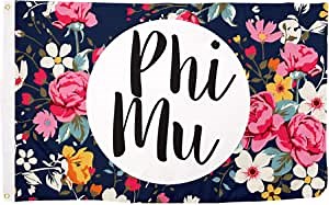 Phi Mu Floral Pattern Sorority Flag Greek Banner 3 feet x 5 feet Sign Decor