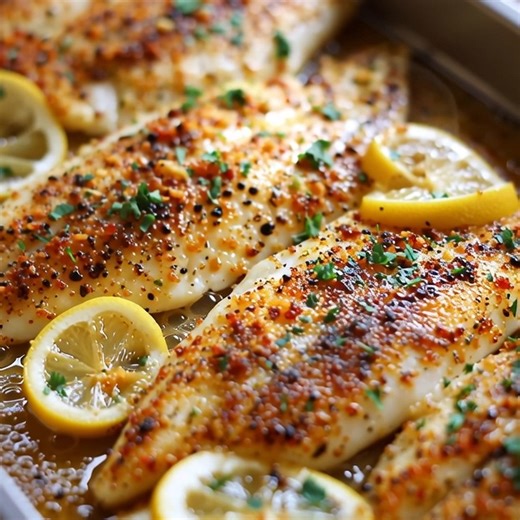 Baked Lemon Garlic Tilapia Ingredients: 4 tilapia fillets (about 6 oz each) 3 cloves garlic, minced 2 tbsp olive oil or melted butter 1 lemon (zested and juiced) 1 tsp dried parsley (or 1 tbsp fresh, chopped) 1/2 tsp salt 1/4 tsp black pepper 1/4 tsp paprika (optional, for color) Lemon slices for garnish Instructions: Preheat oven: 400°F (200°C). Line a baking dish with parchment paper or lightly grease it. Prepare the marinade: In a small bowl, combine minced garlic, olive oil or melted butter,