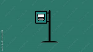 Bus stop icon, Bus station symbol animation trendy flat style design. k1_1234