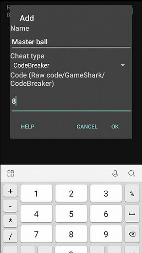 Cheat code of master ball for pokemon unbound.