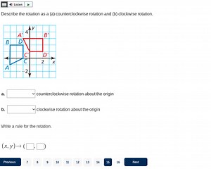 Describe the rotation as:  (a) counterclockwise rotation about... | Filo