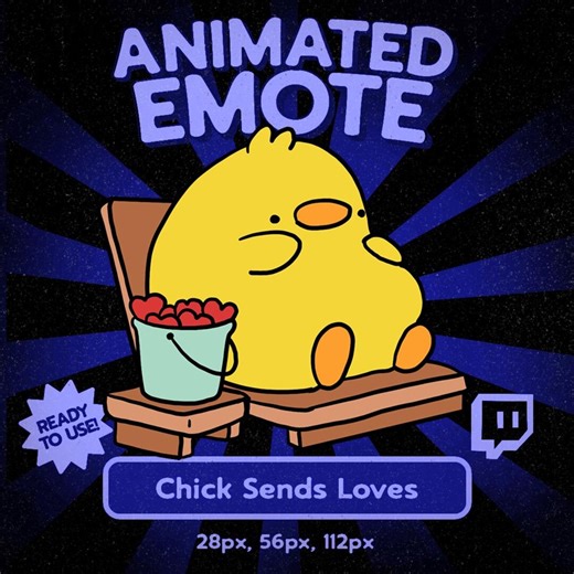 Kawaii Chick Sends Love Animated Emote for Twitch and Discord, Cute Chick Hearts Reaction Emote for Streamers - Etsy