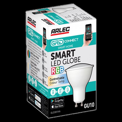 Arlec Grid Connect Smart GU10 LED 420lm RGB CCT Colour Mode 5.5W Globe