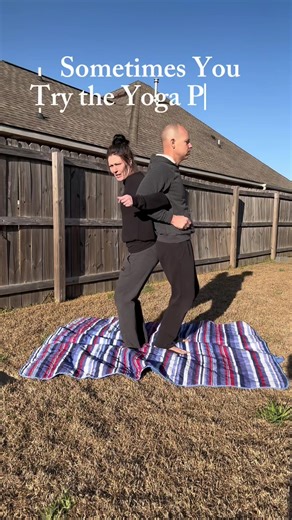 Partner yoga is all about teamwork and laughter. Not every attempt is perfect, or even works, and that’s totally okay! Just have fun and keep trying. #PartnerYoga #YogaJourney #KeepItFun #YogaFails