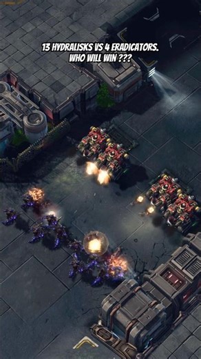 SC2.BattleRumBle: 13 Hydralisks face off against 4 Eradicators #sc2 #rts #starcraft2 #스타크래프트2